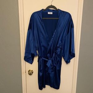 Navy Blue Satin Polyester Robe